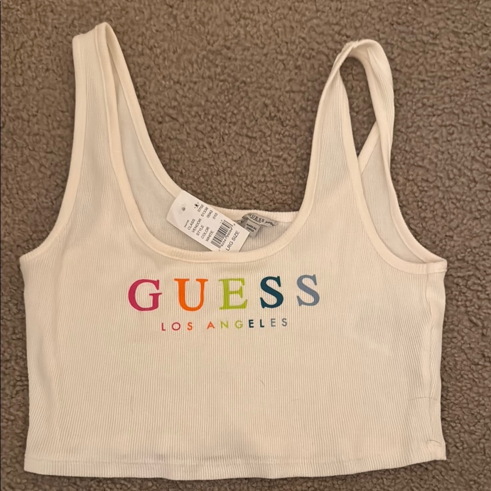 GUESS Los Angeles Cream Crop Top